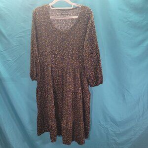 Toad & Co Small Floral Dress 100% Organic Cotton Long Sleeves Button Front